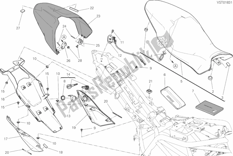 All parts for the Seat of the Ducati Monster 797 Plus 2019